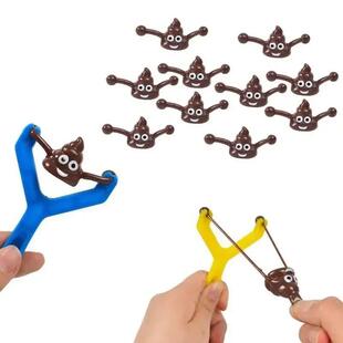 12pcs Mini Rubber Slingshot Poop Slingshot Toy Flying Poop T