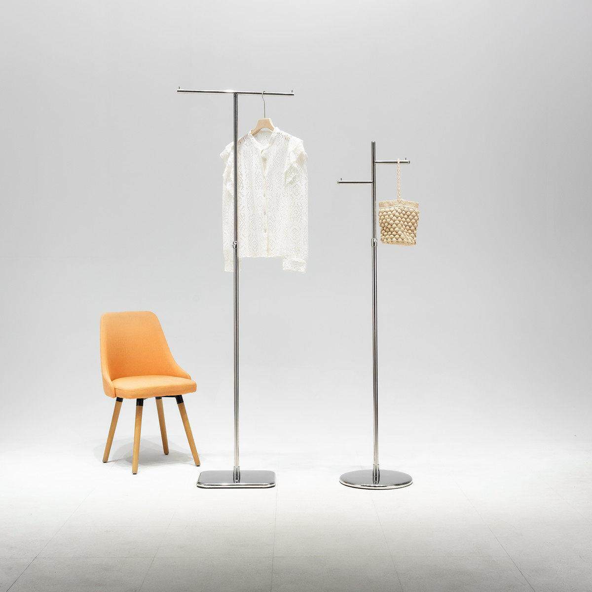 服装店T型不锈钢挂衣中岛展示架橱窗落地网红衣架女装店正挂陈列