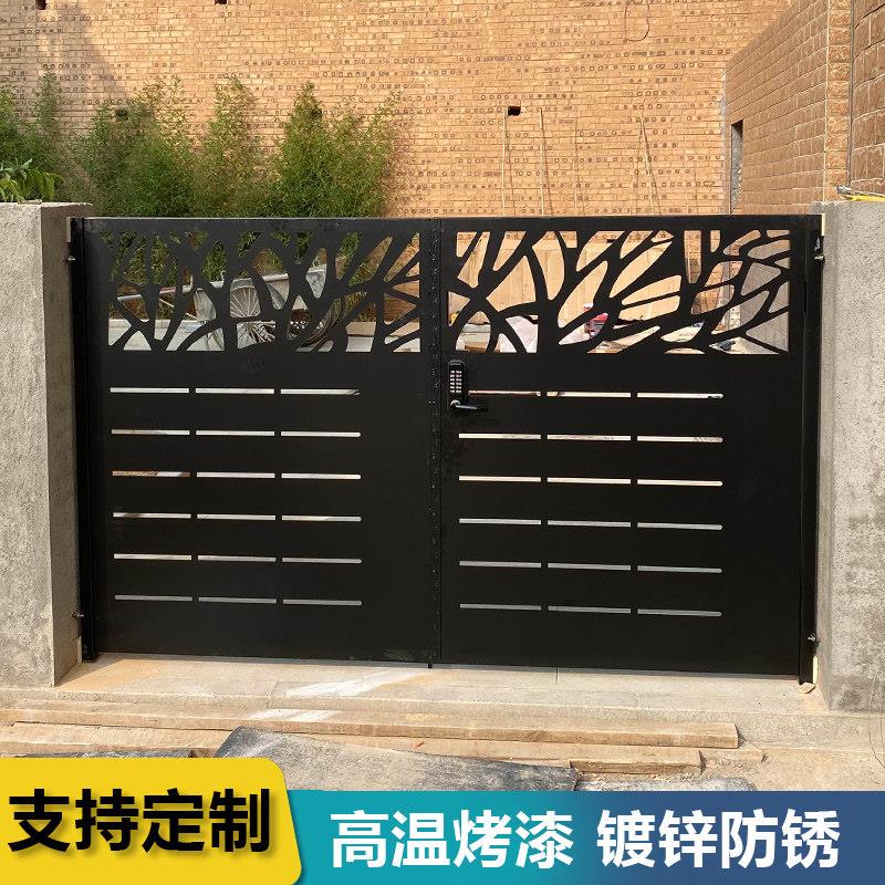 铁艺大门激光切割庭院门别墅门单双开铁门小区入户门花园栅栏门