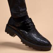 气真皮韩版 厚底皮鞋 英伦软底内增高休透潮流闲发型师男 男冬季 正品