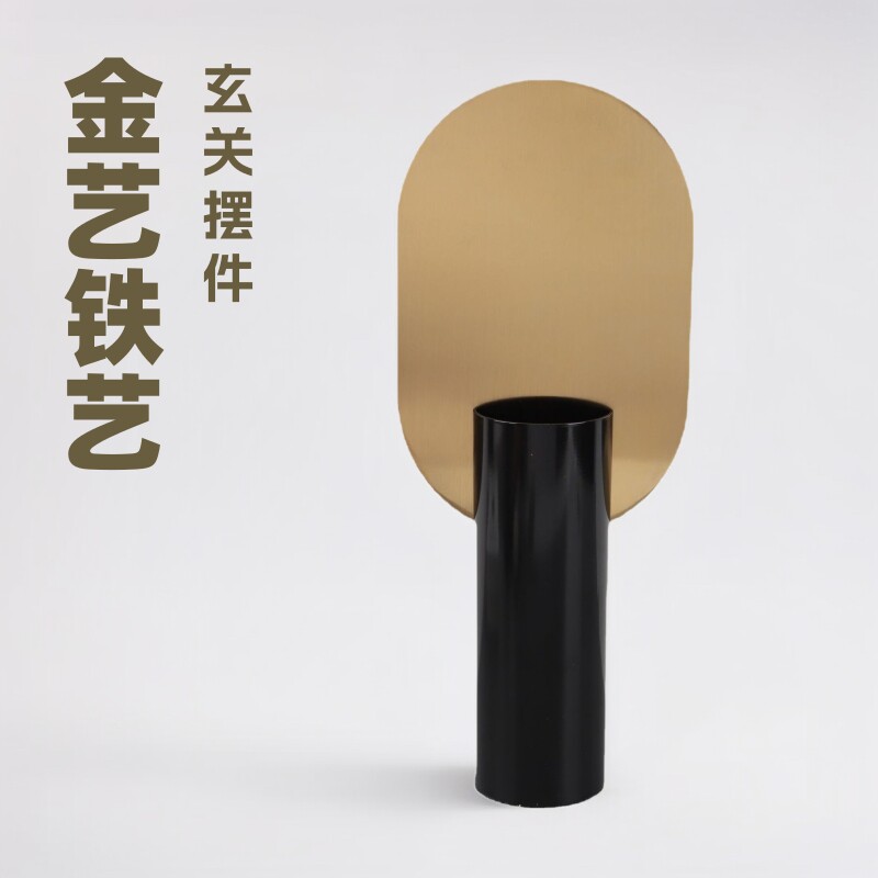 中式金色铁艺花插摆件