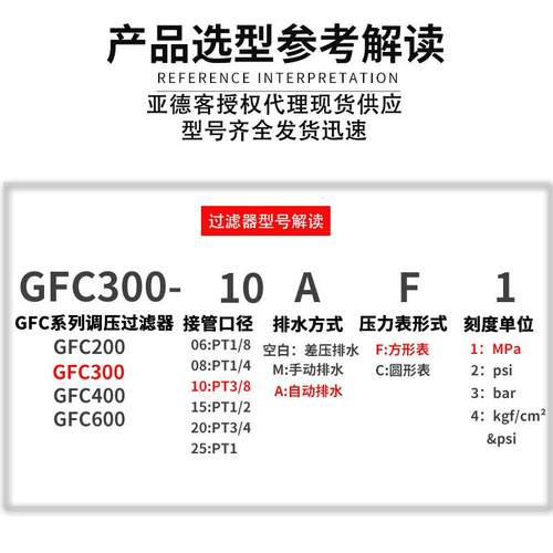 亚分德客G系列GC8/451GFC/GF200-0气源处理器空压机油水R离器过滤
