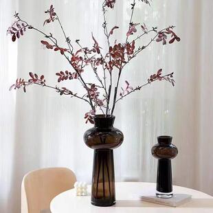 中古轻奢高级感玻璃花瓶插花ins电视柜家居鲜花细长水培器皿花器