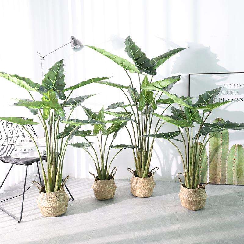 跨境亚马逊仿真萨利安海芋盆栽植物家居装饰室内客厅绿植摆件