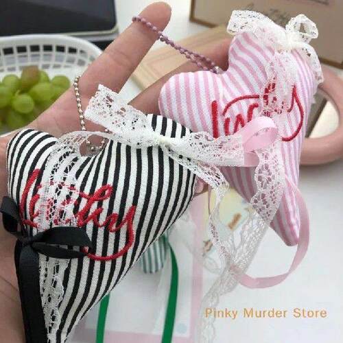 Kawaii Lace Bow Keychains Plush Stuffed Letter Embroidery