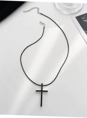 Cross Border Retro Cross Men Women Black Necklace 十字架项炼