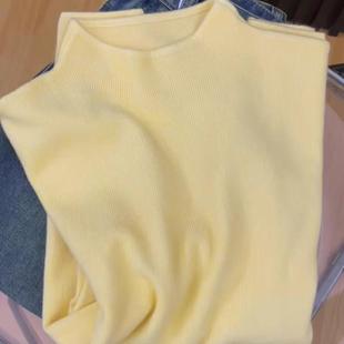 秋冬女打底衫 黄色小立领毛衣高领内搭外穿洋气感针织1221k1