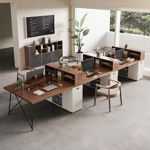 6人工位桌屏风2026新款 轻奢四人办公室工位桌椅组合职员台式 意式