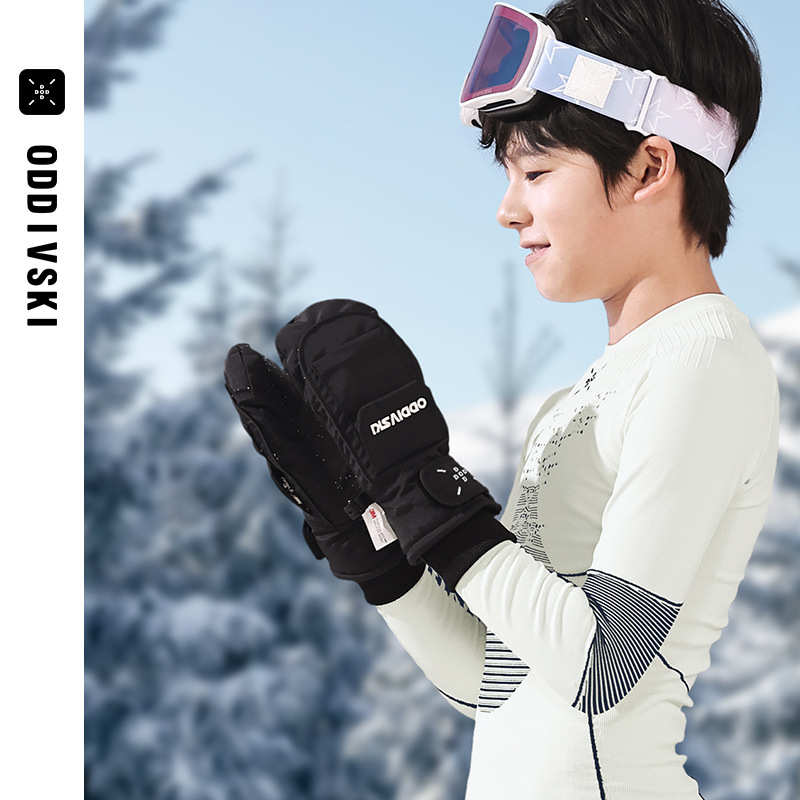 oddivski单板滑雪连指腕耐磨3l触可指屏儿童护内置保暖闷手套防水