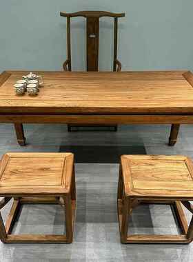 老榆泡茶茶桌旧全套仿古做门板茶桌老办公室木全实木台PUU面茶桌