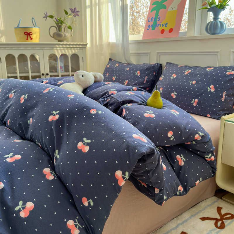 床上用品件套新款双层纱被套风床单四4感ins云床笠宿舍三件套针织,床上用品,床品套件/四件套/多件套,淘宝优惠券,粉丝福利购,淘宝优惠卷