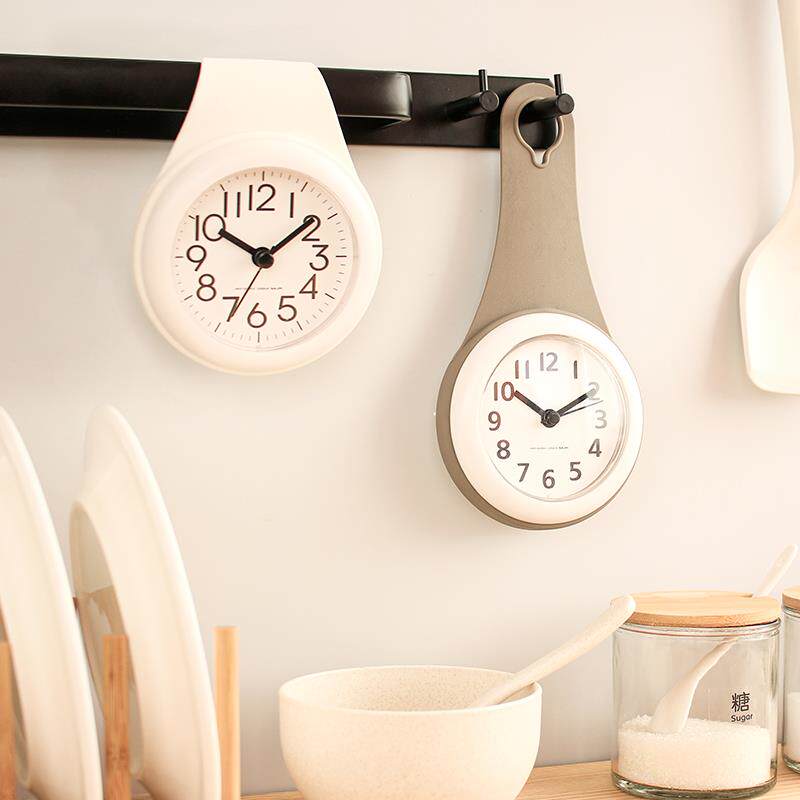 MJK厨房防水专用挂钟浴室创意时钟静音家用冰箱吸盘小挂钟免打孔