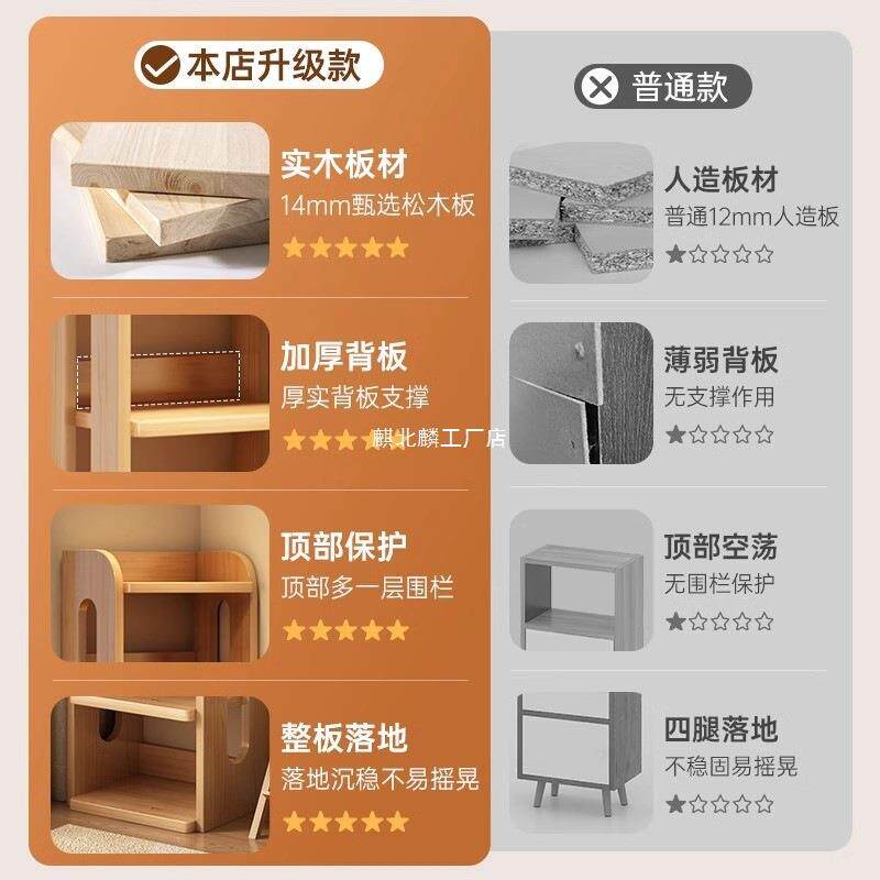 实木书架落地置物架一体靠墙转角储物柜简易儿童学生不占地方书柜