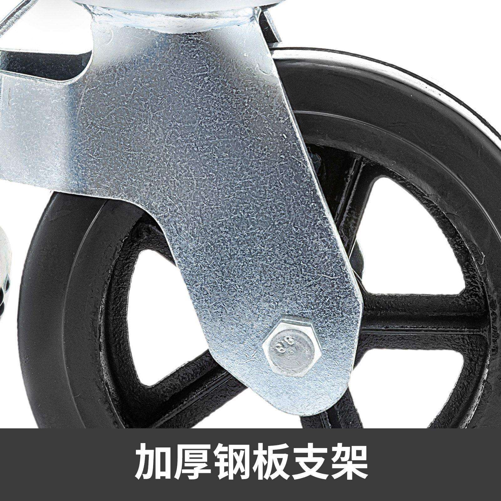 一套四工无品牌/厂轮直销8寸鹰英个架橡胶万向脚重型优质带刹车