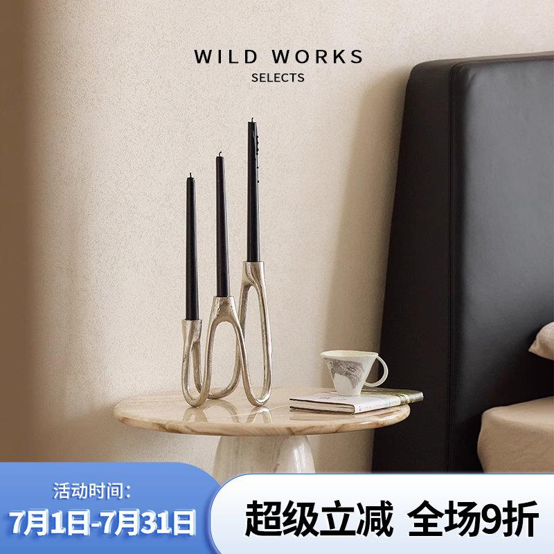 野作银舞烛台侘寂中古蜡烛个性简约饭厅咖啡厅民宿金属铝摆件装饰