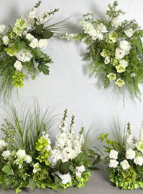 婚庆地排花森系舞台花艺路引橱窗造景布置t台婚礼莫奈花园仿真花