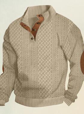 J 89331 Men's Stand Collar Jacquard Sweatshirt 立领提花卫衣