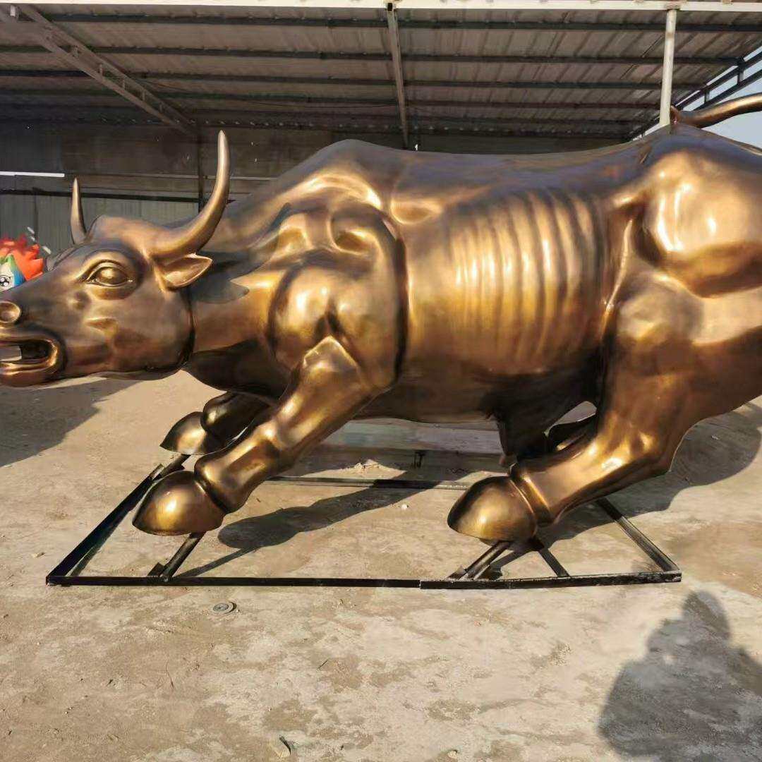 厂家现货场步行街摆件创意牛玻璃钢雕塑彩绘牛雕塑外贸牛雕塑商