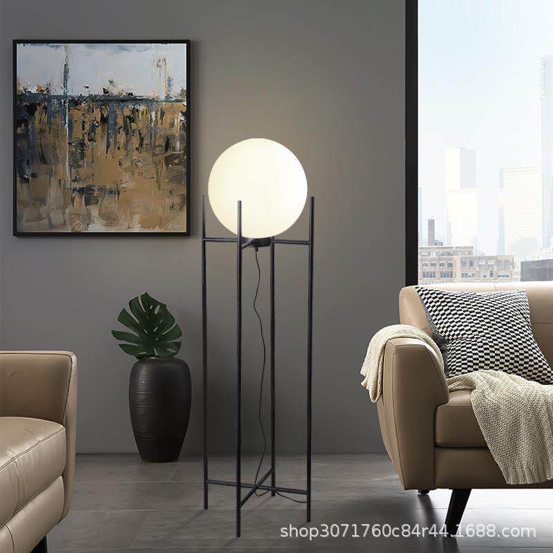 北欧落地灯客厅玻璃罩立式铁艺灯具工厂落地台灯铁艺玻璃罩