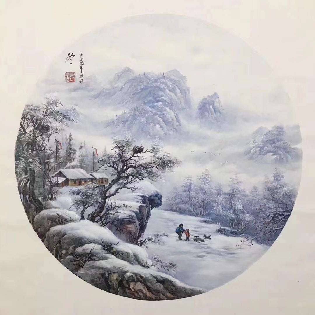 手绘风景画春夏秋冬 厂家直销客厅新中式油画纯手绘