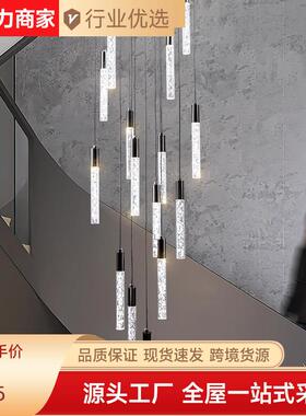 羽水晶楼梯吊灯loft复式梯楼墅挑空层客厅大吊毛灯83216创意旋转