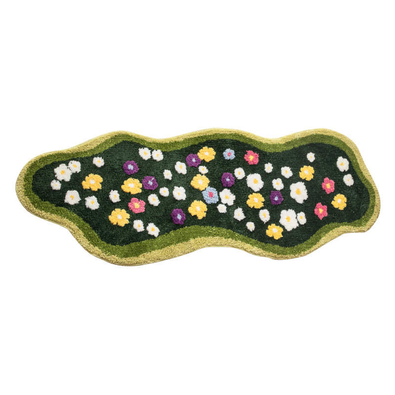 垫地卫生间地毯防滑小花绒清新门口植进门吸水垫新款簇绒入户浴室