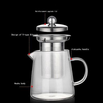 Kung Fu Tea Sets Heat Resistant Glass Teapot With Stainless