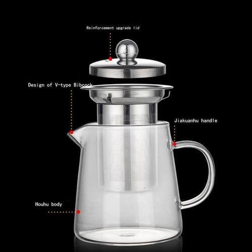 Kung Fu Tea Sets Heat Resistant Glass Teapot With Stainless