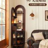 法式 古实转角置物架客厅角卧291室小户型三角拐木角角落墙复收纳