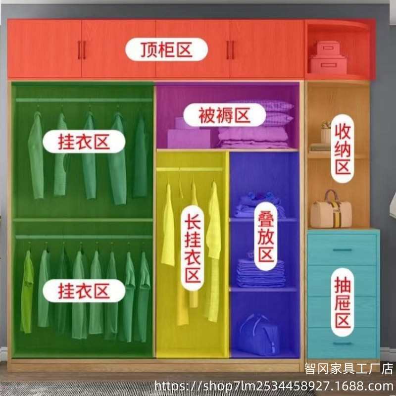 衣柜家用卧室出租房用简易组装衣柜推拉门木质柜子大容量网红衣橱