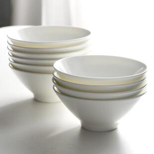 覆古日式斗笠碗5英寸商用骨瓷饭碗陶瓷小斗笠碗6寸米饭碗家用小碗