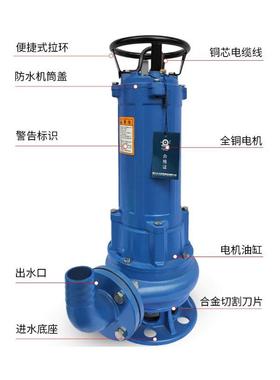 大元切割式家水泵抽粪泥浆380V三相用养污殖场大功率化88882粪排
