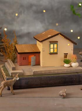 阿楹 日系小木屋装饰品摆件床头电视柜女孩书架家居开 放格展示架