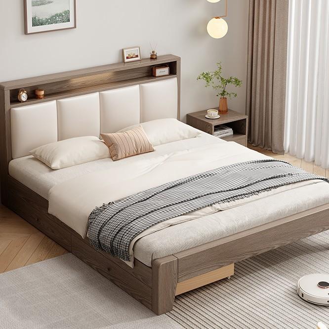 实木床现代简约1米8双人床出租房用储物床1米5新款家用1米2单人床