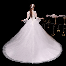 韩式婚纱2023拖尾气质新娘婚纱星空礼服森系超仙梦幻简约抖音