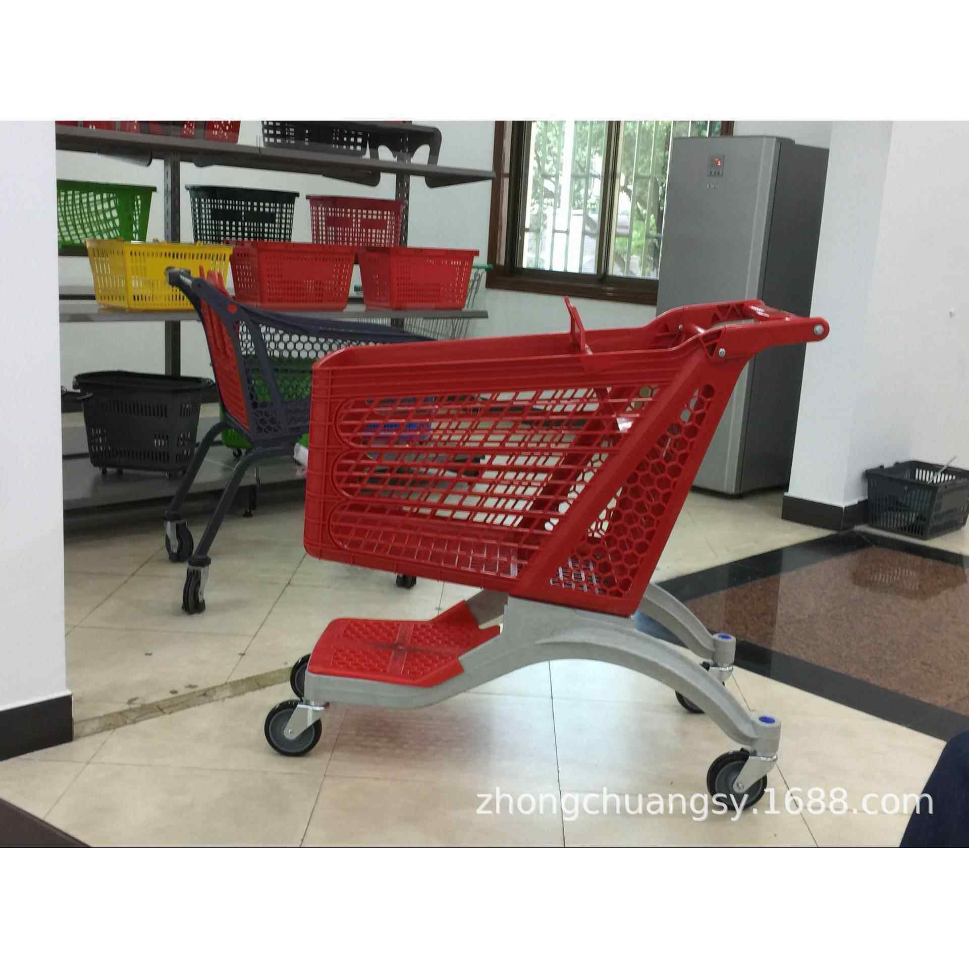 新款连锁精品超市购物车金属手推车KTV双层购物车卖场