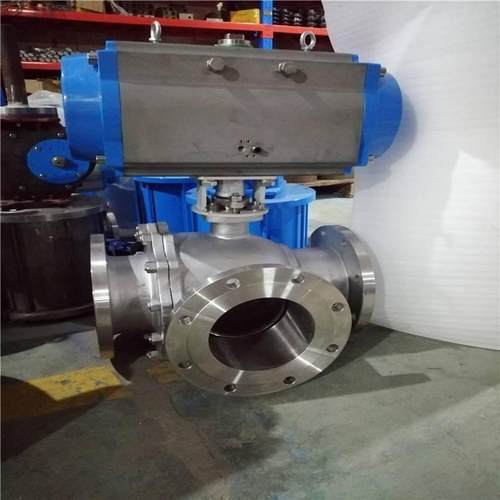 Q644F、Q645F气动法兰三通球阀气动三通调节球阀电动衬氟球阀