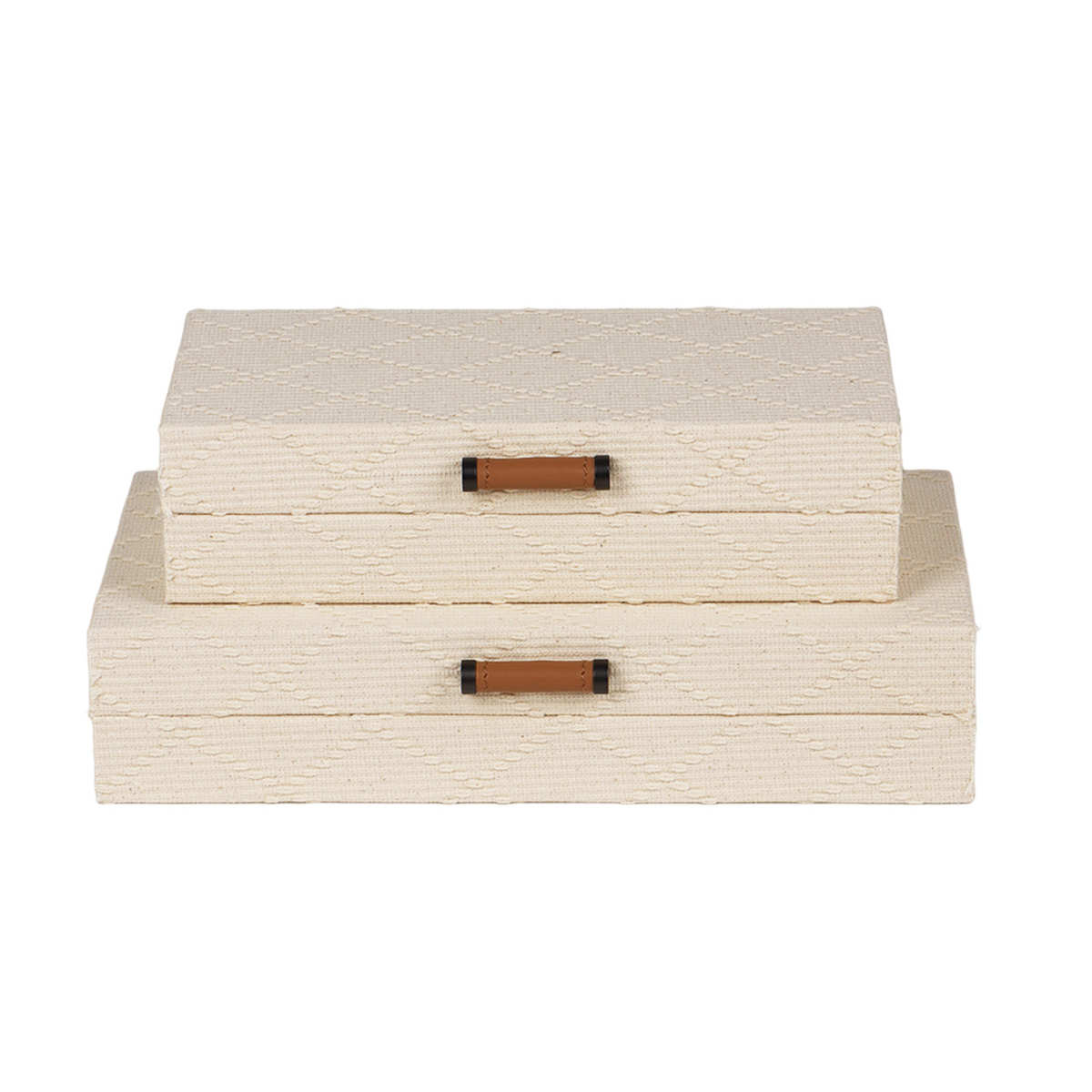 高级感布艺编织桌面首饰收纳盒皮质样板间储物盒收纳罐装饰品摆件