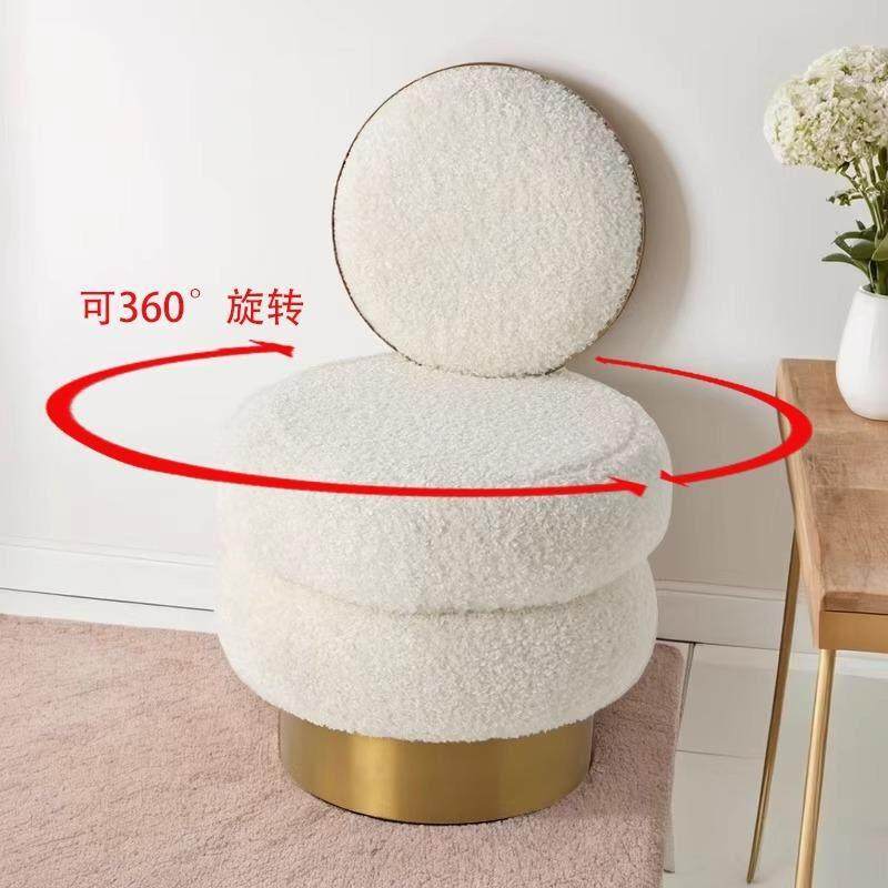 简约化妆梳妆凳设计师懒人靠背不锈钢网红轻奢家用卧室旋转化妆椅