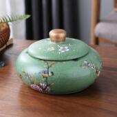 休闲绿色田园平易近人豪华工艺陶瓷烟灰缸盖家居日常装 饰客厅 饰装