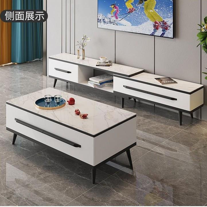 现代简约小户型客厅岩板茶几电视柜意式极简可伸缩组装落地柜儿童