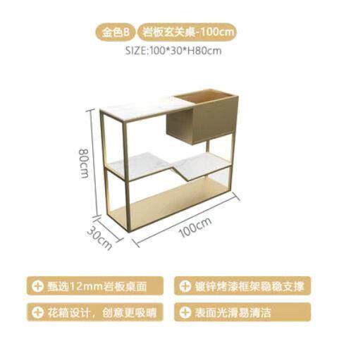 轻奢创意玄关桌极简大理石置物架子新中式入户过道超窄客厅花架盆
