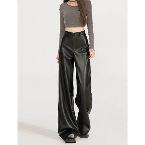 Women's Everyday High-Rise Wide Leg Faux Leather Pants -