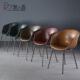 意式 饭厅椅子靠背家用轻奢覆古疯马皮餐桌椅loft工业风设计师凳子