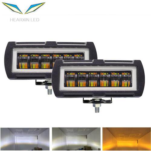 一字型LED透镜汽车工作灯5寸40W白黄双色大灯改装灯前照灯