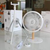 出口韩国多功能风扇桌扇吊扇落地扇炫酷灯效84000MAH锂电支架遥控