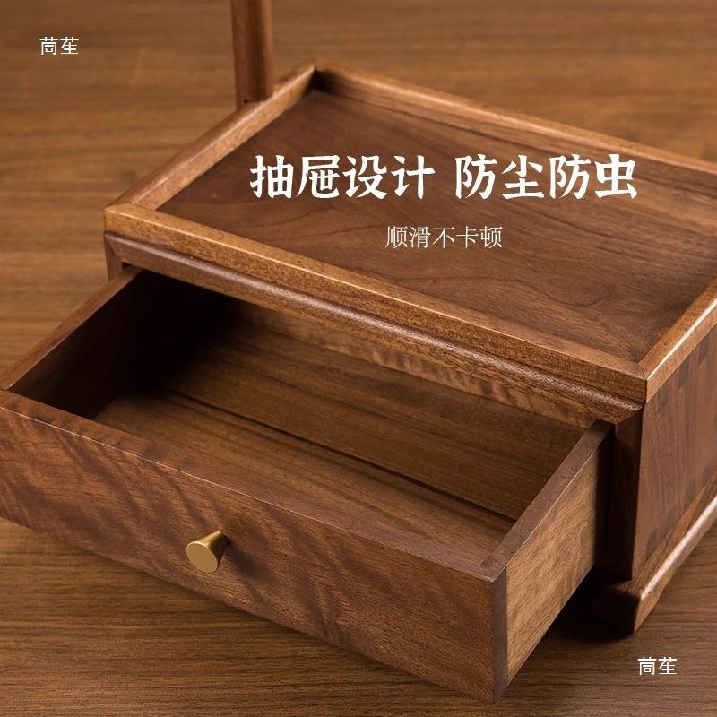 黑口胡桃木架玄关桌收纳盒入户门挂钥匙置物抽屉式面化妆收YJH9-0