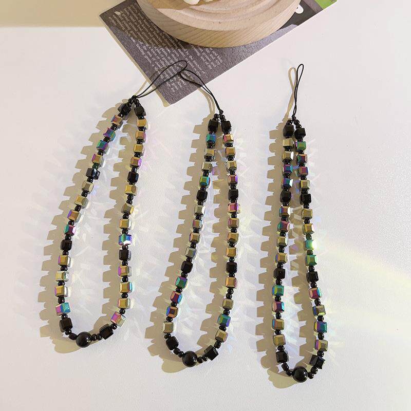 ins网红镭射不规则珠珠链条手工串珠通用手机壳手机挂绳diy手提链