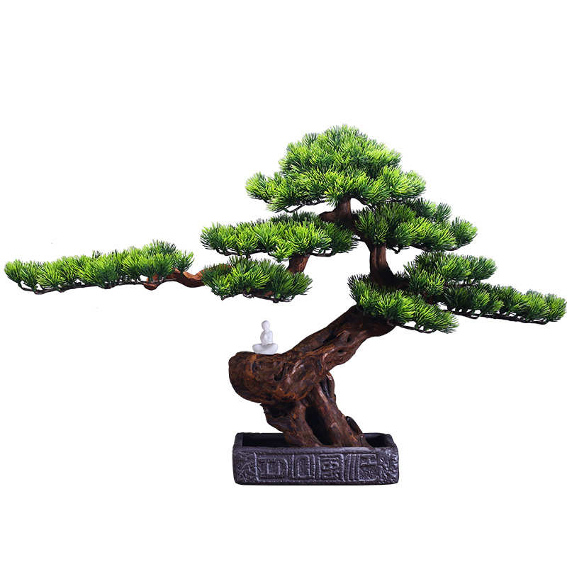树装假植玄关松软中式仿真松树盆景迎客松罗汉桌面新绿客厅摆件假