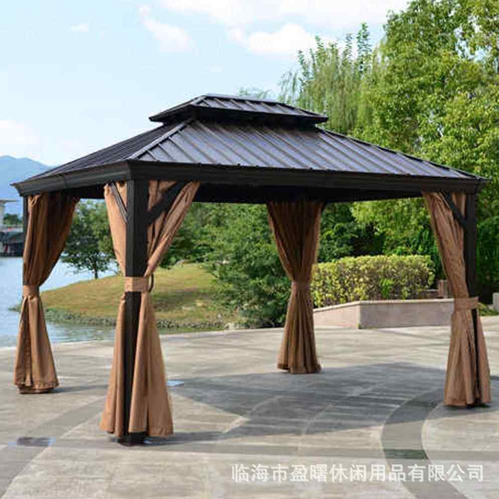 户外卢森堡露天棚花园别墅庭院遮阳棚镀锌豪华双顶棚四柱凉亭